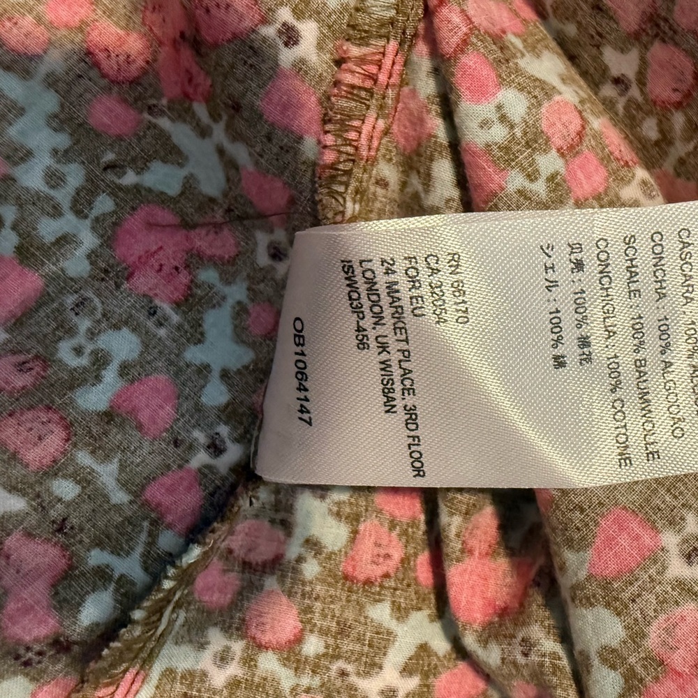 FREE PEOPLE Green Red Floral Pennie Puffed Sleeve Mini Dress Size Small S Womens - Picture 9 of 9
